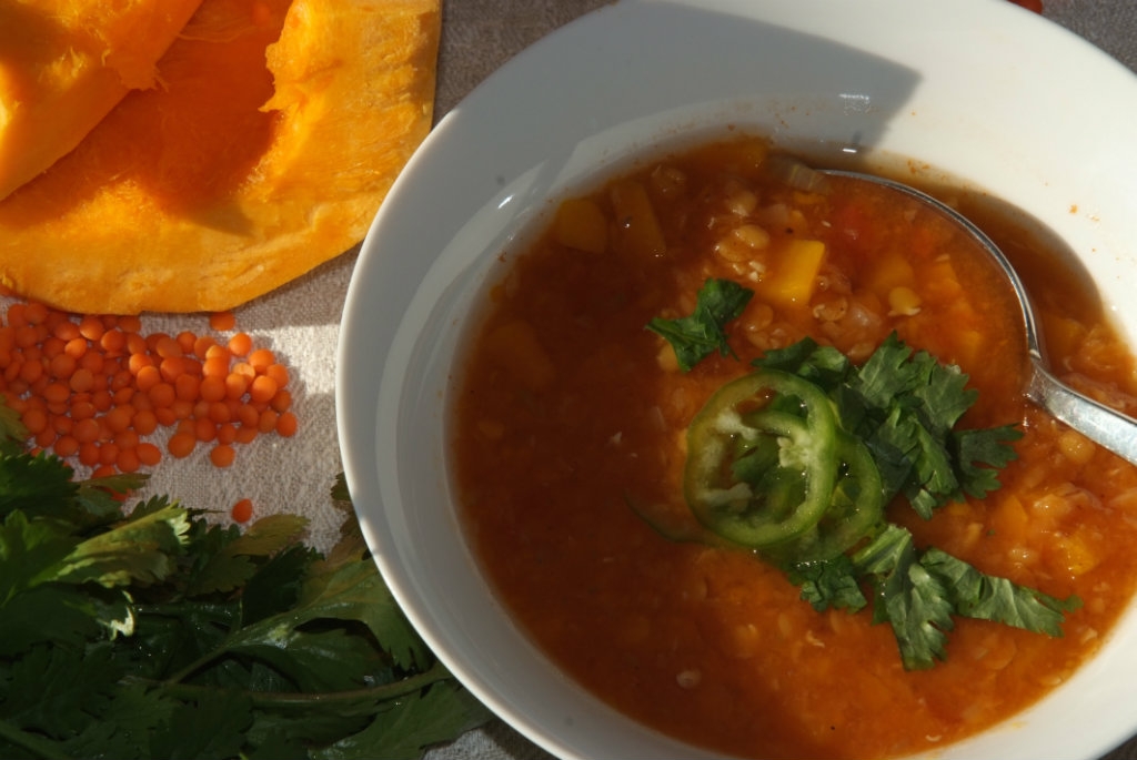 Masoor dal (indische rote Linsen – Suppe) mit Kürbis | Az ilkamajori tyúk.